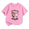 Kids Boys Girls 100% Cotton Crew Neck Short Sleeve T-Shirt Cute Cartoon Otters Couple Funny I Play Well With Otters Casual Lightweight Comfortable Gra