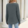 Women Long Sleeve Pullover Top Ribbed Knit Casual Loose Fit Henley Shirt with Button Detail Lightweight Soft Fabric Comfortable