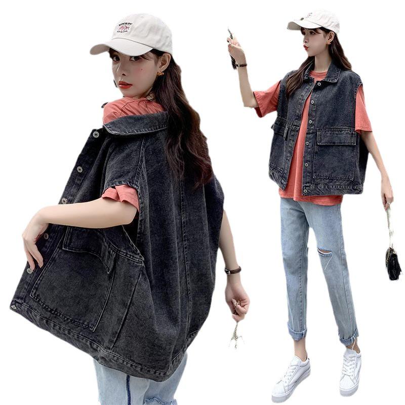 2023 Spring/Autumn Korean Style Loose Denim Vest for Female Students