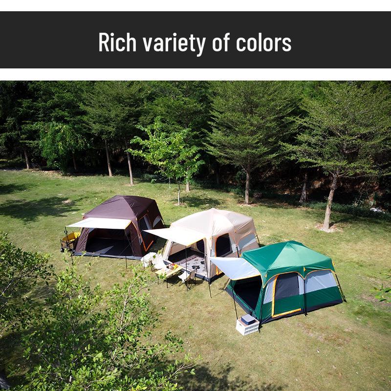 Spacious Waterproof Outdoor Tent with Two Bedrooms and Living Room, Accommodating 4-12 People for Family Camping