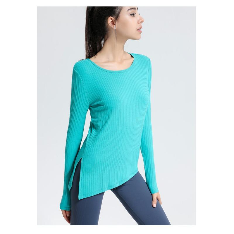 Damska sportowa, obcisła, długa, z rozcięciem, joga, top fitness