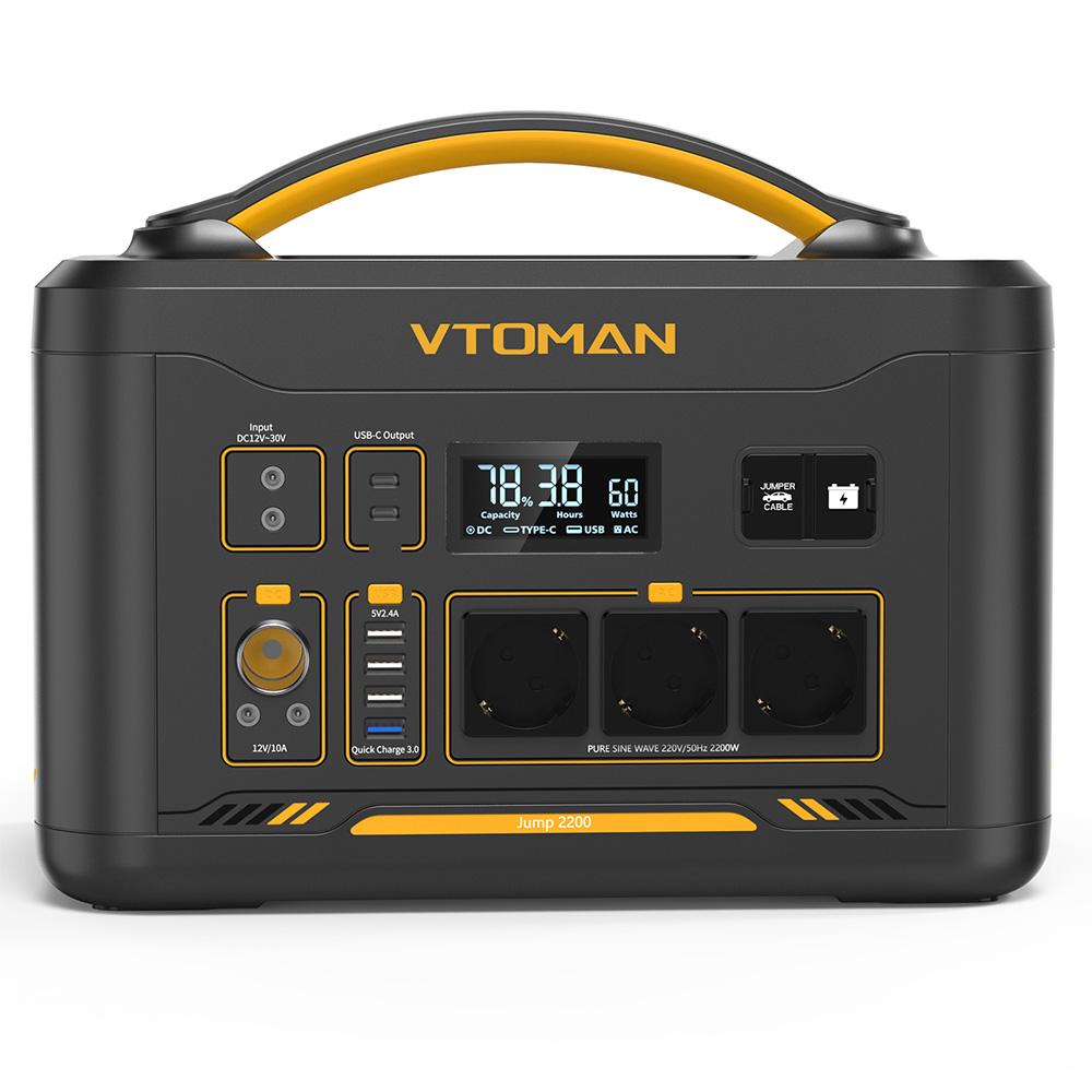VTOMAN Jump 2200 Portable Power Station, 1548Wh LiFePO4 withBattery, 2200W AC Output, Expandable To 3095Wh
