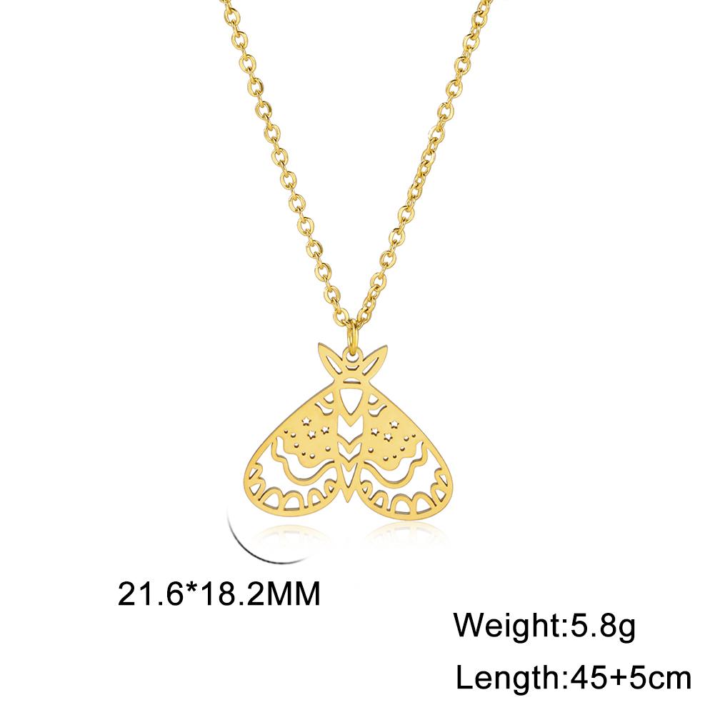 Vintage Moon Phase Luna Death Moth Pendant Necklaces for Women Stainless Steel Personality Gothic Butterfly Jewelry Gifts