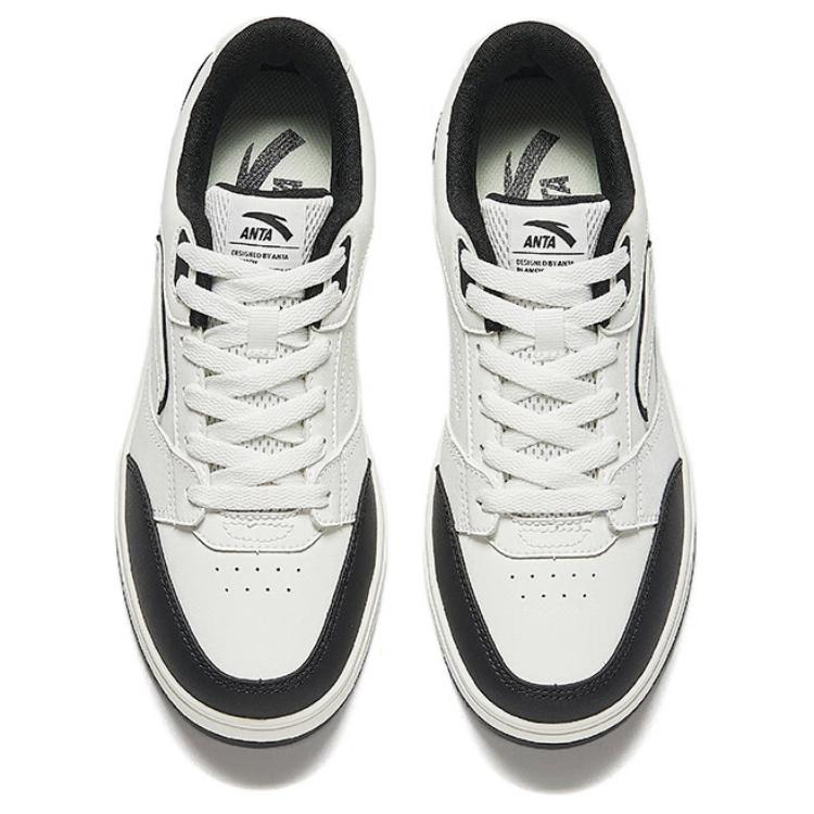 Anta Comfortable Breathable Non-Slip Durable Low-Top Skate Shoes Women sneakers Black White 122438012-2