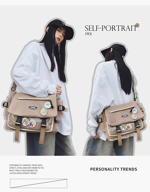 Korean-Style Versatile Messenger Backpack: Trendy Large-Capacity Crossbody for College Students