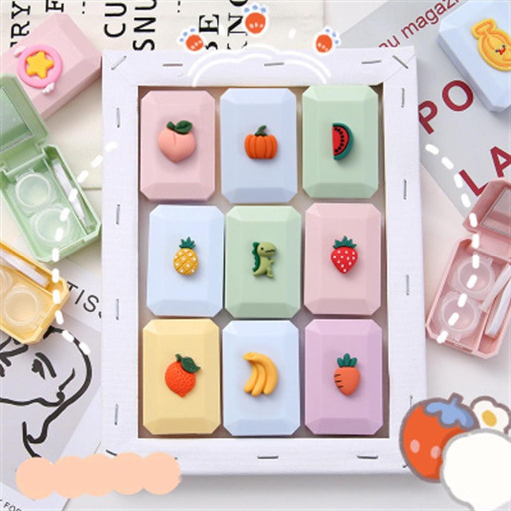 Travel Outdoor Cute Fruit Shape Storage C^ontact L^ens Holder Case Mirror Box Container