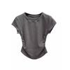 Streetwear Gothic Style T Shirt With Pleated Short Sleeves For Casual Summer Wear
