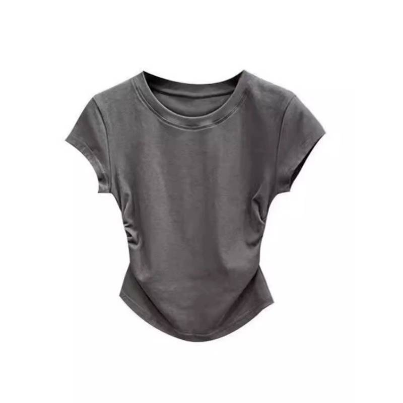 Streetwear Gothic Style T Shirt With Pleated Short Sleeves For Casual Summer Wear