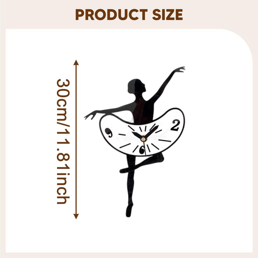 Contemporary Acrylic Wall Clock Silent Non Ticking Ballet Dancer Design for Kitchen Bedroom Living Room Art Decoration