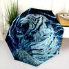 Tiger Head  Pattern, Automatic Folding Umbrella, Portable and Foldable Design, 8 Ribs, a Christmas or Birthday Gift.