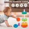 Montessori Rotating Rainbow Tower Baby Stacking Puzzle Toys Safety and Environmental Protection Colored Children's Toys
