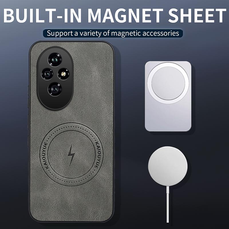 For Honor 200/Honor 200 Pro/Honor 200 Lite Case Simple Stylish Magnetic Suction PU Leather Skin-friendly Anti-drop Back Cover