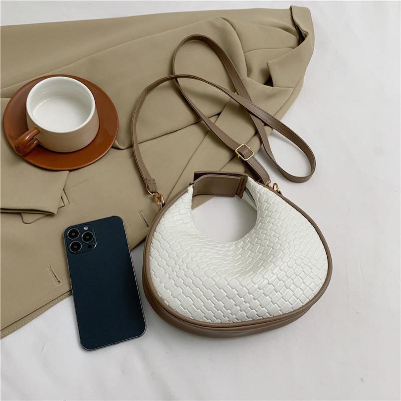 Yogodlns Borsa a tracolla in pelle PU di alta qualità da donna, nuova borsa a tracolla di design di nicchia alla moda, stile semplice, borsa hobo intrecciata da donna