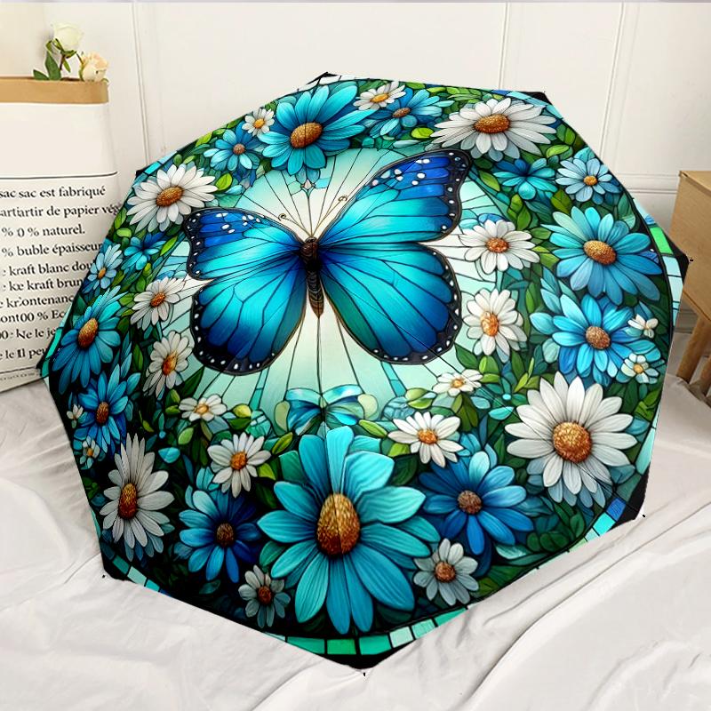 Butterflies And Sunflowers 8-Frame for Travel, camping, Casual Lightweight Portable Umbrella, Essential for every family Holidays Birthday Gift