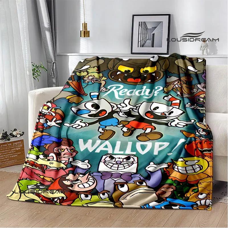 Cuphead Cartoon Printed Blanket Fashion Bed Linings White Flannel Warm Blanket Soft Comfortable Blanket Birthday Gift