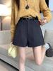 Woolen High-Waisted Wide-Leg Shorts for Women - Autumn/Winter Style, Slimming Fit, Perfect with Boots