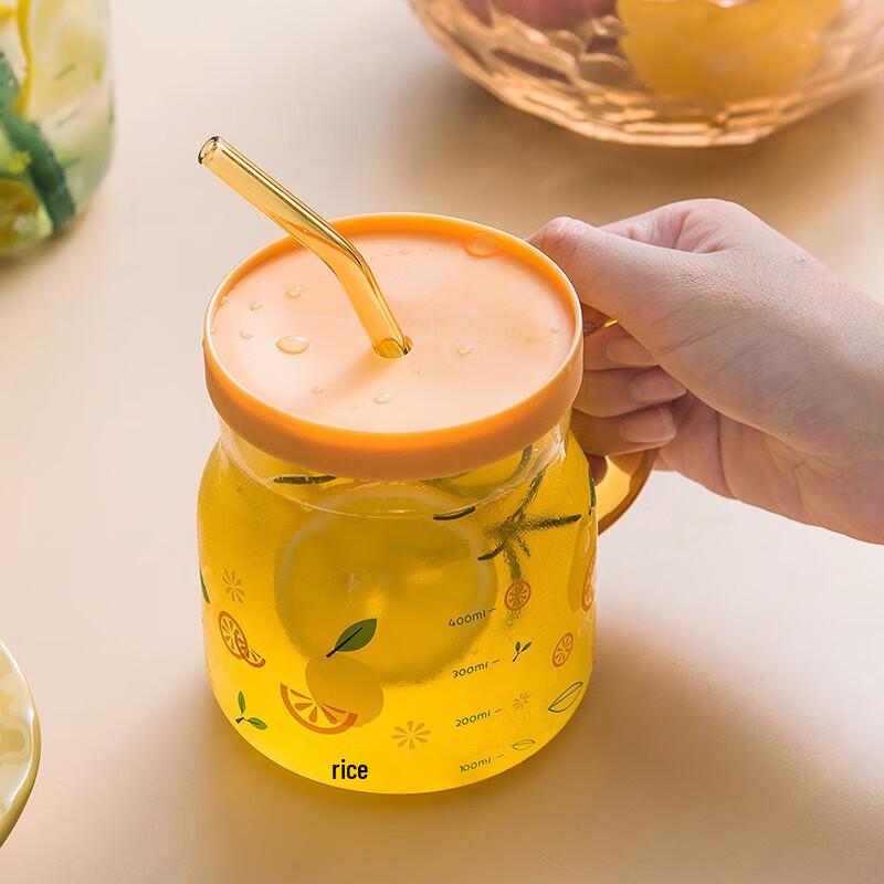 Green Apple GPZB55T Glass Straw Cup