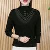 Autumn/Winter Half-High Collar Fleece Long-Sleeve T-shirt for Middle-Aged and Elderly Women: Stylish, Warm Base Layer