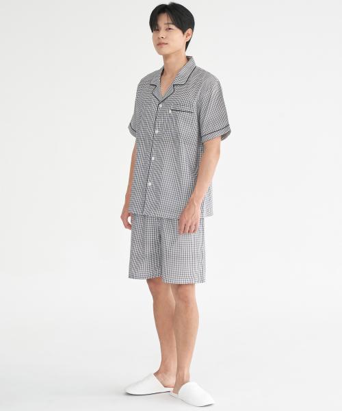 [May Flower] Shepherd Check Short-sleeve 100% Cotton Men's Plus Size Pajama Set [Shipped from Korea] 100% Authentic