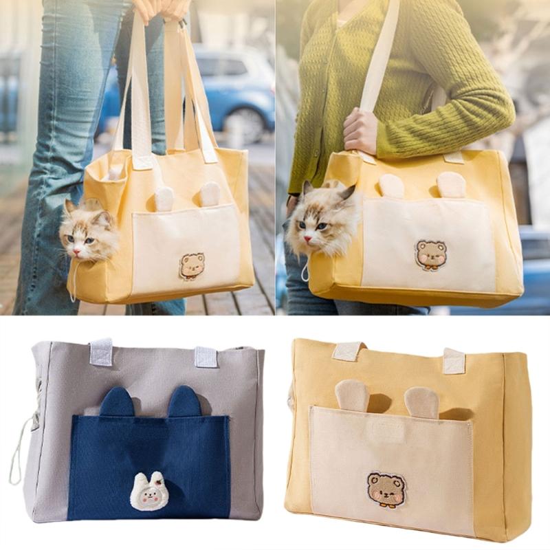 Cats-in-bag Carriers for Puppies Carry Bag Outdoor Travel Shoulder Carriers Sightseeing Bag Safety Strap