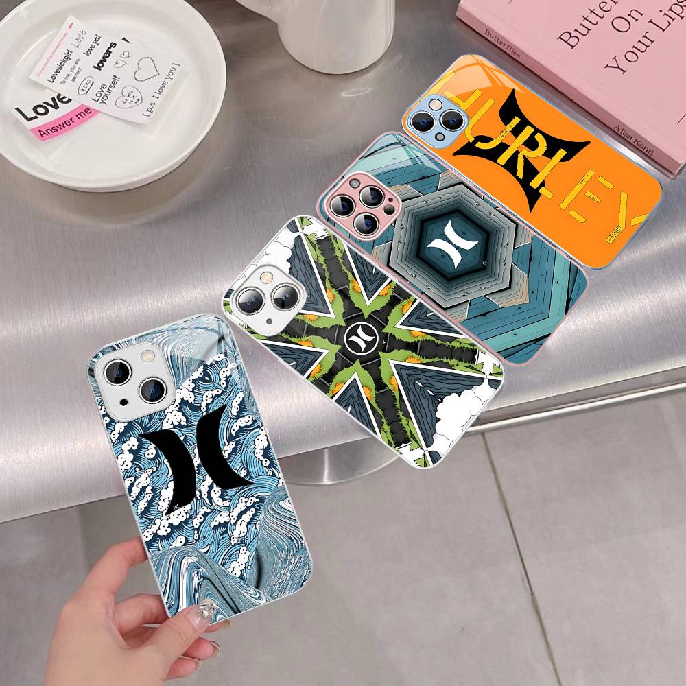 Klassische Berühmte Marke H-HurleyS Logo Gehärtetes Glas Für Iphone 14 13 12 11 Pro Mini XS MAX 14Plus X XS XR Hüllen
