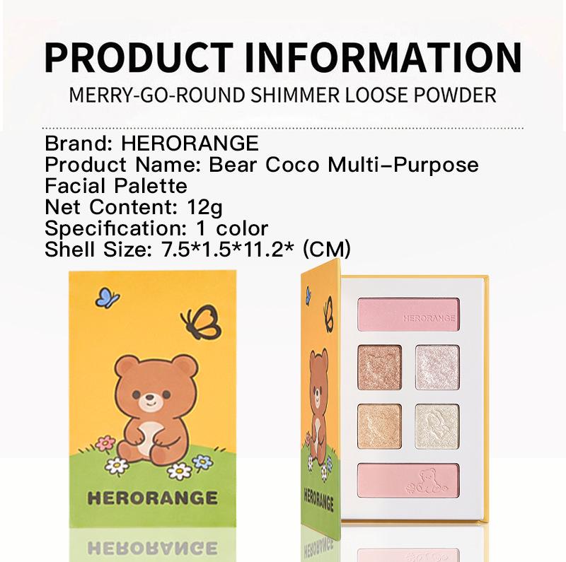 Bear Keke Multi-Use Face Palette – Hot-Selling Matte & Shimmer Eyeshadow, Highlighter, Everyday Versatile All-in-One Makeup.