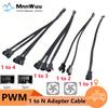 1 To 4 Way Computer Cable PWM Temperature Controlled Cooling Fan Expansion Cable 4 Pin PWM Fan Splitter Cable PC Fan Splitter