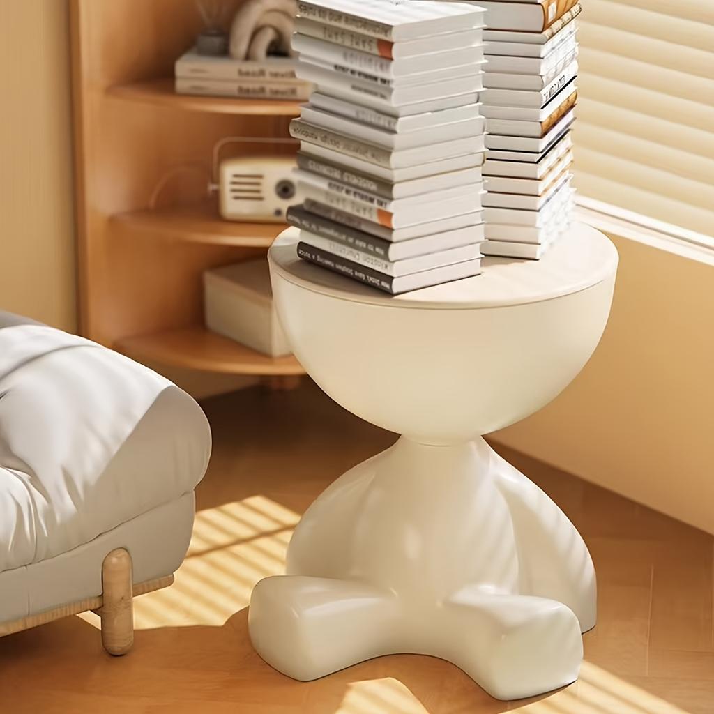 Modern Creative Bear-Shaped Plastic Nightstand Multi-Functional Bedside Table Easy Assembly, for Living Room and Bedroom Storage