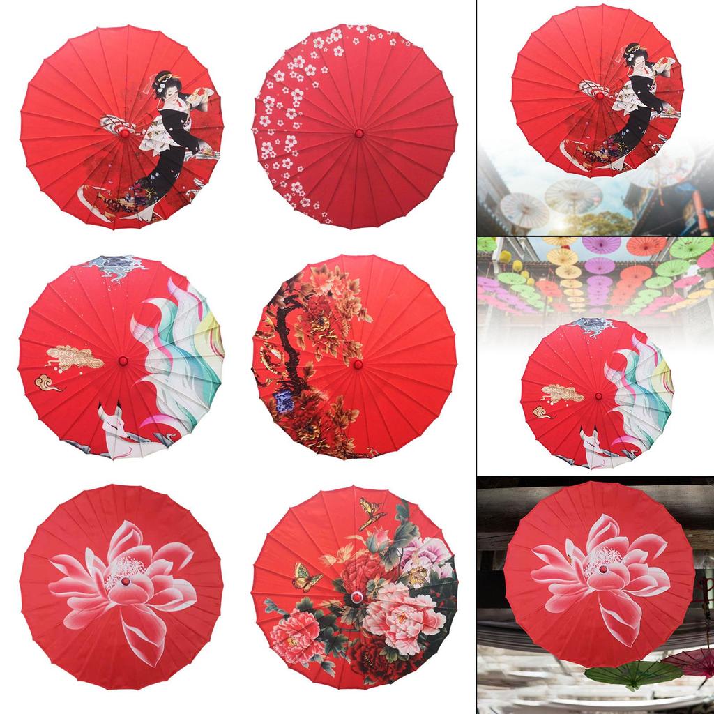 Chinese Style Oiled Paper Umbrella Crafts Wedding Bridal Umbrella for Costume Village Scenery Stage Props Wedding Cosplay