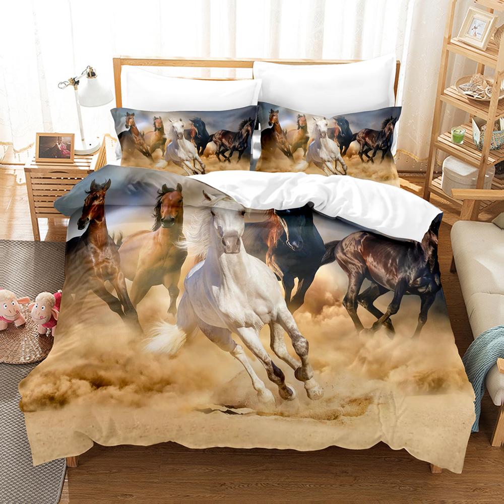 3DThe Horse Bedding Sets Duvet Cover Set With Pillowcase Twin Full Queen King Bedclothes Duvet Cover