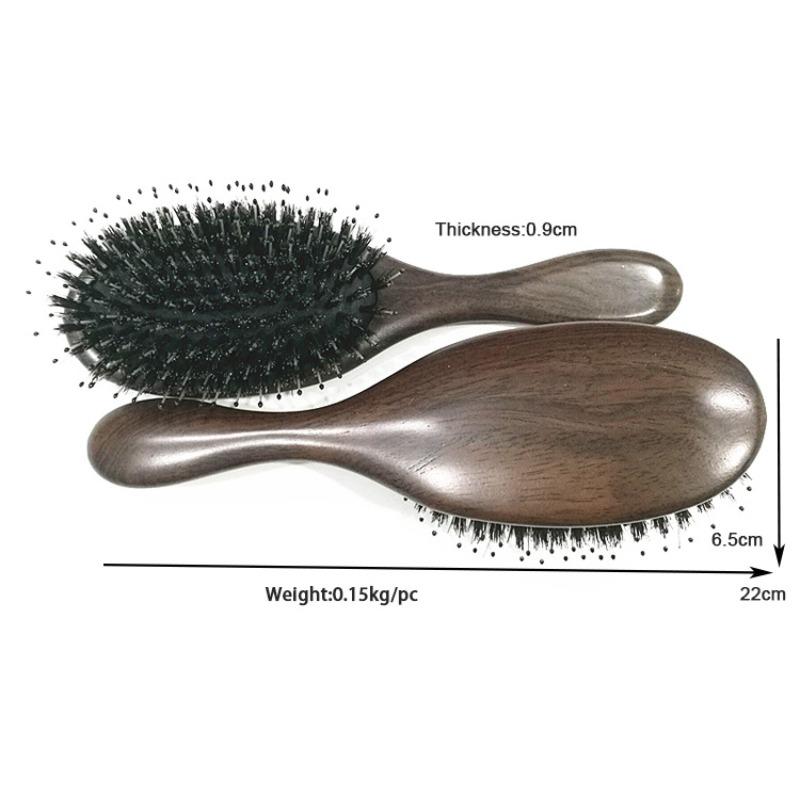 Haarbürste aus Ebenholz mit Wildschweinborsten - Lockenbürste, Luftkissenbürste, Massagebürste, Paddelbürste