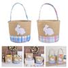 Reusable Striped Easters Decoration Basket Featuring Rabbit Patterns For Treat Storage And Tabletop Displays