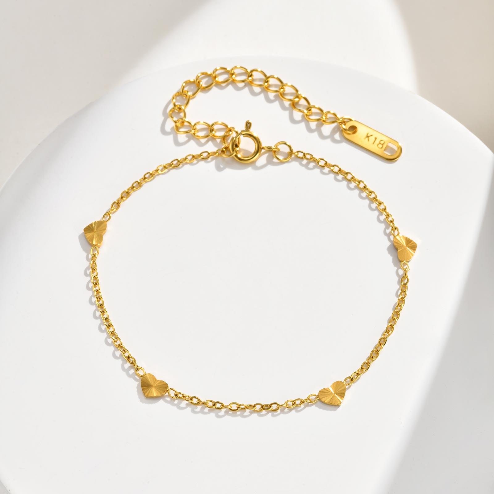 

Minimalist Heart Bracelet for Women Girls,Gold Color Stainless Steel Chain Bracelets,Fashion Wedding Party Jewelry Gift