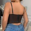 1XL-4XL Big Size Lace Corset Hollow Suspender Vest Elegant Simple Lace Crop Tops  Spring Summer