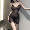 Sexy Lingerie Nightclub Outfit Hip-Wrapped V-Neck See-Through Sparkling Nightdress Spaghetti Strap Mini Dress