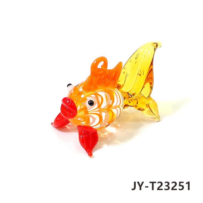 2PCS Custom Cute Goldfish Mini Figurines Glass Pendant Aquarium Decoration Supplies Colorful Tropical Fish Tiny Statue Ornaments