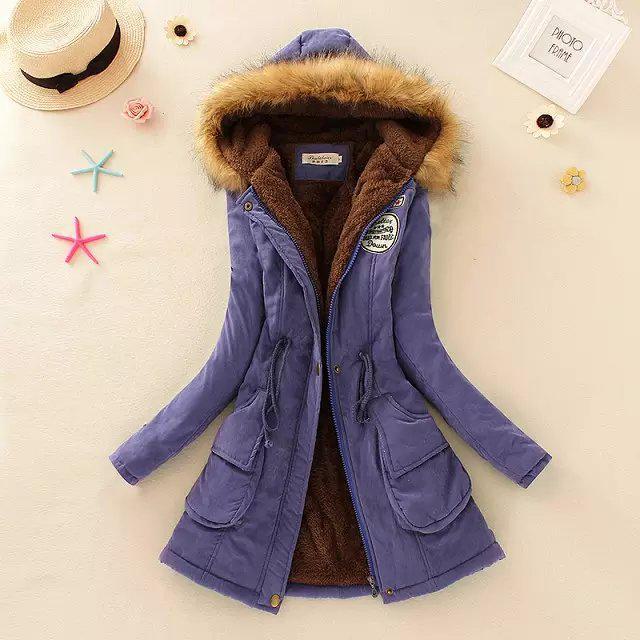 2024 Autumn/Winter Korean Style Slim Waist Hooded Military Cotton Coat for Women