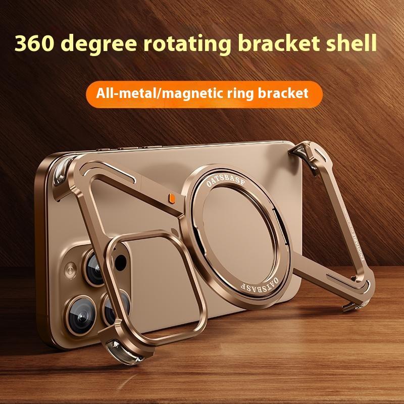 For iPhone 16 Pro Bumper Case Z-Shape Design Magnetic Boardless Phone Back Cover with Kickstand