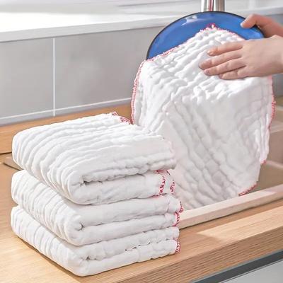 1/3/5pcs Anti-Oil Kitchen Towels Cotton Dishcloth Super Absorbent Non-stick Oil Reusable Cleaning Cloth Kitchen Daily Dish Towels