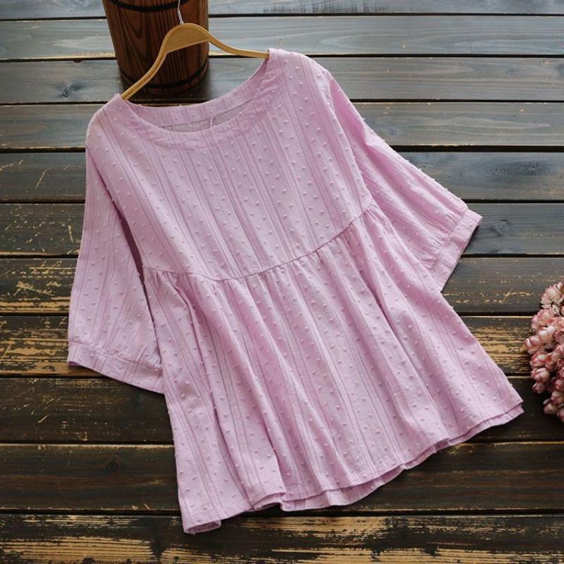 BITCED Women's Fashion Casual Solid Color Print Short Sleeve O-Neck Blouses & Shirts