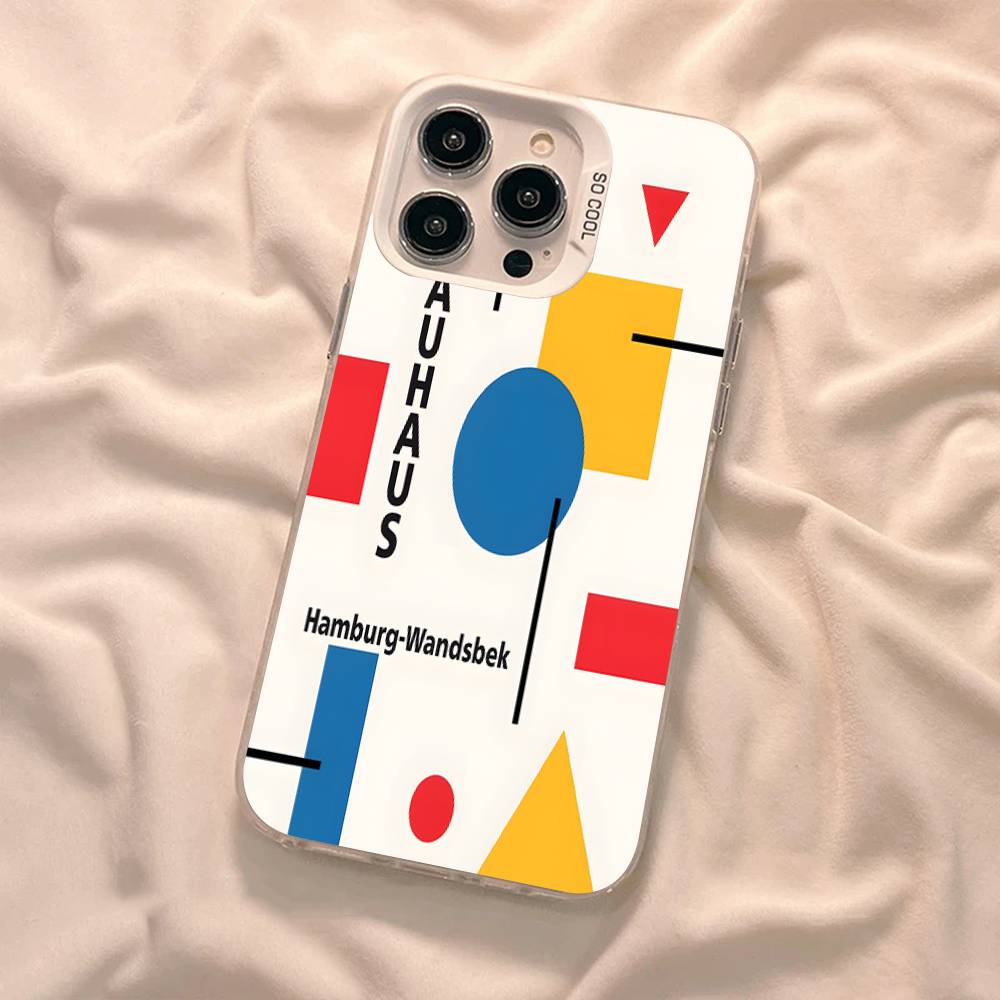 Abstract B-Bauhaus Geometric Art Phone Case For IPhone 16 15 14 13 12 11 17 Pro MAX Plus Pro Matte Shockproof Cover