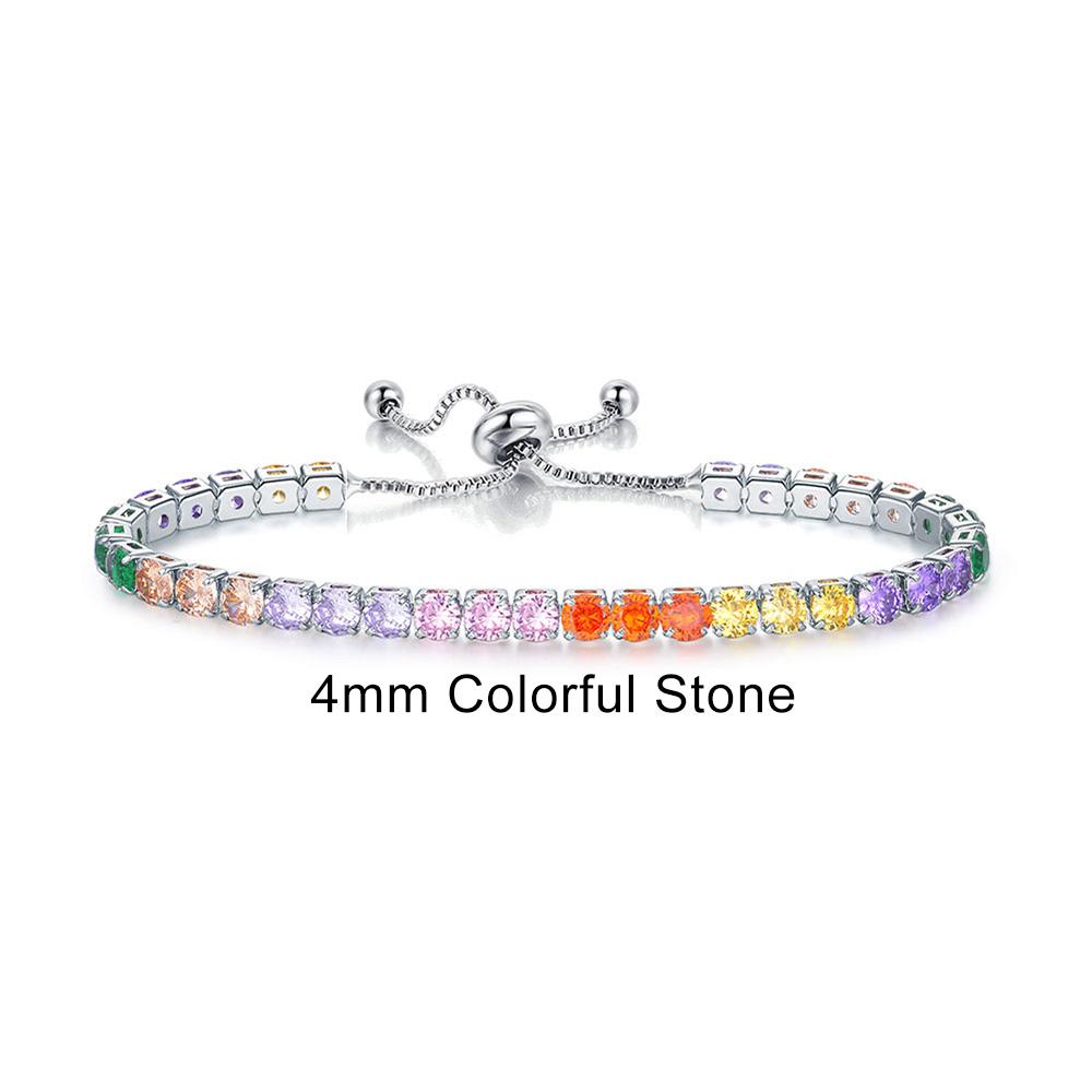 Adjustable Colorful Birthstone Tennis Bracelet for Women Multicolor CZ Crystal Wedding Birthday Gift Hand Jewelry