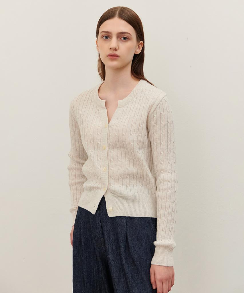 Camino Cable Knit Slit (Cream)