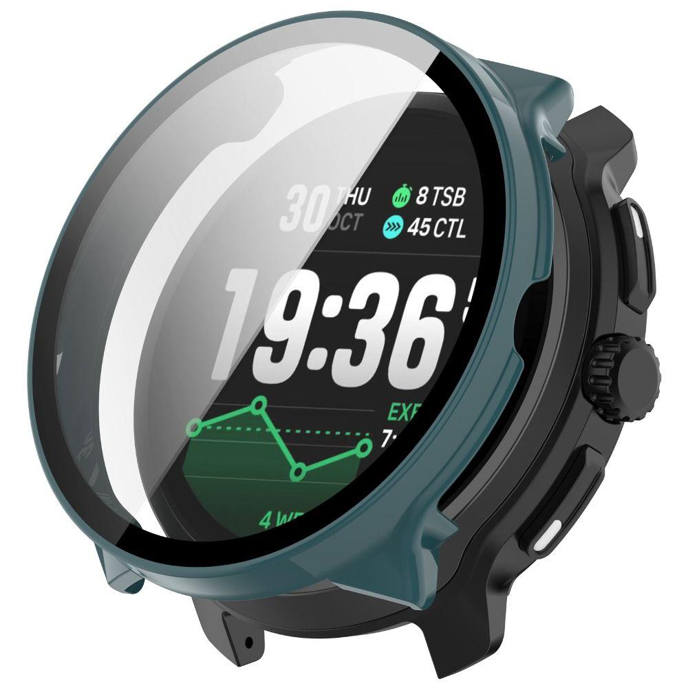 PC+Tempered Protective Case Full Coverage Hard Screen Protector Anti-Scratch Cover Shell for Suunto Race 2