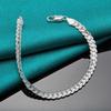Fashion 925 Silver Bracelet 6mm 18/19/20cm Flat Side Chain Lobster Clasp For Woman Man Wedding Engagement Jewelry Gift