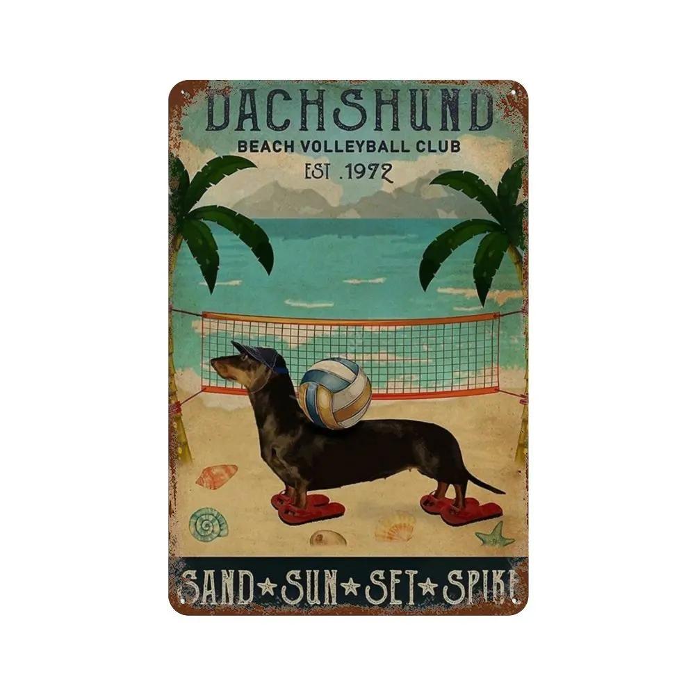 Pôster Vintage Cachorros Fofos de Estimação Placas de Metal de Estanho Dachshund Bulldog Placa de Metal Para Jardim Cafeteria Cozinha Decoração de Arte de Parede para Casa