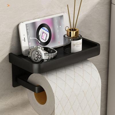 Wall-Mounted No-Punch Toilet Paper Holder & Pull-Out Tissue Box