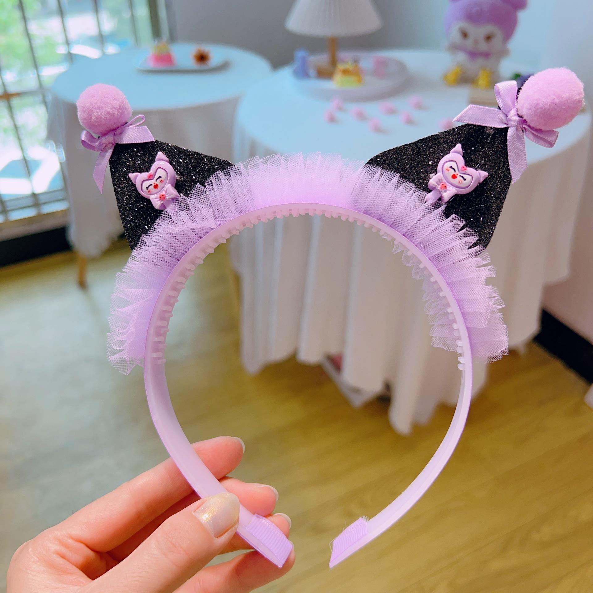 Kuromi Non-Slip Bow Headband & Hair Clip Set for Girls