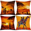 Shadows Of African Grassland Animals Printing Pillow Cover Short Plush Suitable Living Rooms Bedrooms Sofas Throw Cushion Cover