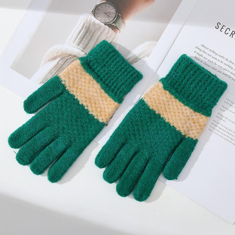 Candy Color Solid Color Warm Gloves for Women Mohair Knitted Yarn Gloves Cycling